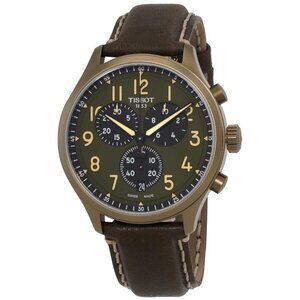 NWT Authentic Tissot Chrono XL Quartz Khaki Dial Men's Watch